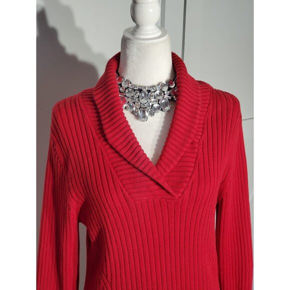 GEOFFREY  BEENE SWEATER COLOR RED LONG SLEEVE COTTON-SPANDEX  SIZE L - Picture 6 of 6